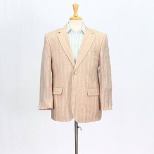 Lancetti 42S Beige Blazer Sport Coat Jacket 2-Button Check Y737